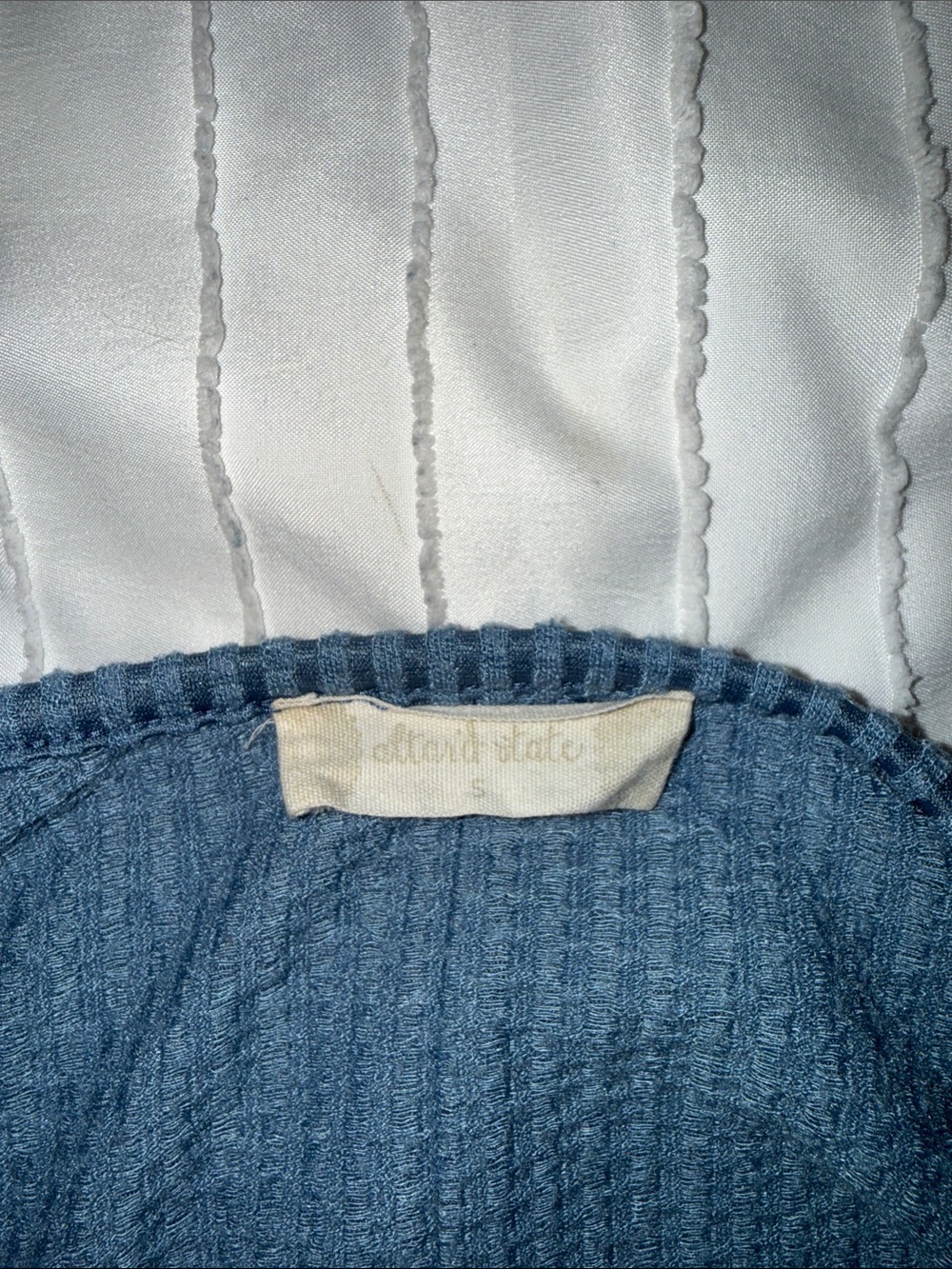 Altar’d State Blue Peplum Long Sleeve Textured Top - Picture 2 of 4